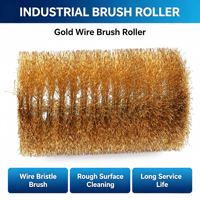 Brosse industrielle en gros à rouleaux, à poils en fil d'or, multi-sections, en fil d'acier robuste pour le nettoyage des surfaces rugueuses