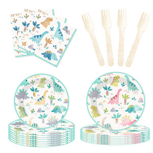 DAMAI Nuevo Juego de Vajilla Desechable con Diseño de Animales, Platos, Vasos y Servilletas de Papel para Postre y Cena con Dinosaurios - Product Image 3