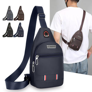 Pungcin Sac de poitrine pour homme en tissu Oxford, multifonctionnel, résistant à l'usure, sac bandoulière quotidien, gris, marron, noir, bleu foncé - Product Image 1