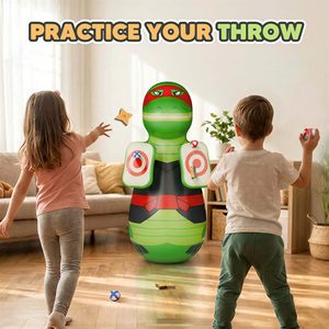 Saco de Boxeo Inflable Divertido para Niños de 49 Pulgadas con Juego de Lanzamiento de Pelotas, Juguete de Entrenamiento para Deportes en Interiores y Exteriores - Product Image 3
