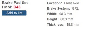 Pastiglie Freno SDCX D1058-8236 / GDB4143 / 00K68147681AA 68147681AB per CHRYSLER 200 / DODGE / LANCIA <span class=keywords><strong>THEMA</strong></span> - Product Image 2