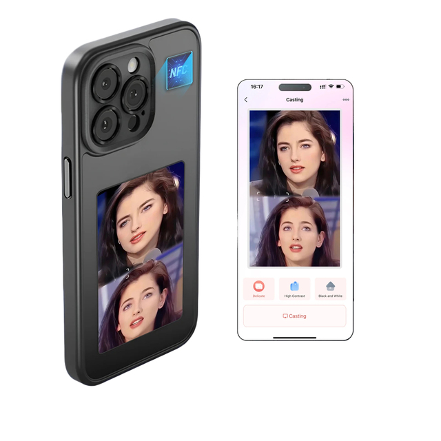 NFC Ai Case for iphone 13 14 15 Pro Max Case Smart E Ink Screen Phone Case DIY Concert Party Silicone Phone Cover Battery Free