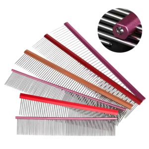 Commercio all'ingrosso della fabbrica in acciaio inox pettine per pidocchi di gatto <span class=keywords><strong>Pet</strong></span> toelettatura pettine per il cane con la carta legata di imballaggio - Product Image 1