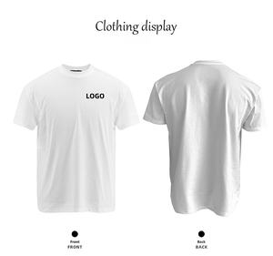 Оптовые белые и черные футболки из 100% хлопка с вышивкой и печатью логотипа, высококачественные однотонные мужские футболки на заказ, плотные - Product Image 3