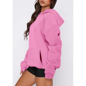 <b>Women's</b> Winter Oversized Hoodie Custom Print Solid <b>Pattern</b> Long Front Breathable Eco-Friendly 100%Cotton 300gsm - Product Image 2