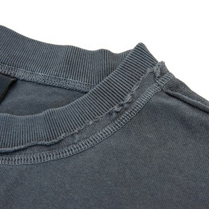 High Gsm Oversized Heavy Washed Raw Edge Camiseta 320g Garment Camiseta para hombre con cuello de costilla - Product Image 5