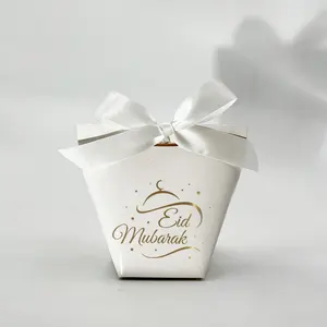 Neues Design Eid Mubarak Geschenktaschen mit Band Dekoration Süßigkeiten-Schachteln islamische Geschenkidee Eid Mubarak Party-Schachteln