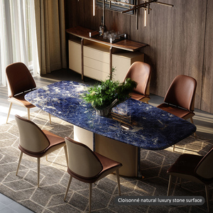 Đá Cẩm Thạch sang trọng bàn ăn biệt thự nhà đầy đủ nhà tùy chỉnh loạt nhà hàng hiện đại dài bàn ăn và Ghế kết hợp - Product Image 2