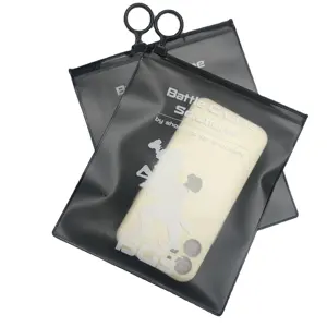 Baskılı logo siyah fermuar buzlu zip kilit mat lüks cep telefonu kılıfı perakende ambalaj geri dönüşümlü paket torbaları