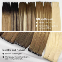 Cheveux brésiliens doux main attachée Invisible mince génie trame Extensions de cheveux Double dessiné humain vierge Remy cheveux crus naturels