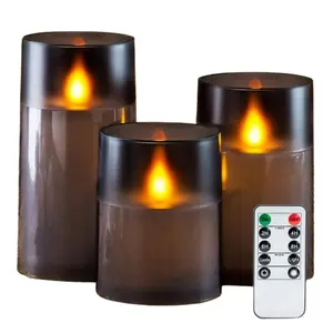 Homemory lilin tanpa api berkedip realistis dengan api menari, lilin LED, lilin dioperasikan baterai dengan Remote dan Timer