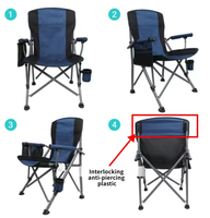 Chaise pliante grande taille en forme de fer à cheval 93 cm, portable, en acier carbone, avec accoudoirs en tissu Oxford et porte-gobelet, pour le camping, la pêche et les activités artistiques