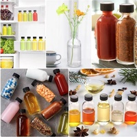 Bouteilles en verre transparentes de 2 oz et 4 oz avec couvercle noir, 60 ml et 120 ml, bouteilles rondes de type Boston pour échantillons, jus, voyage