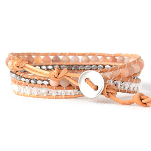 Imperial Stone Jewelry Natural Stone Hand Woven Leather Bracelet 3 Strand Unisex Fashion <b>String</b> Bracelet - Product Image 5