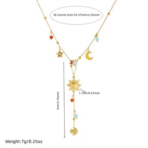 Stylish Star Moon Sun Pendant Stainless Steel Y Chain Necklace Gift Jewelry - Product Image 4