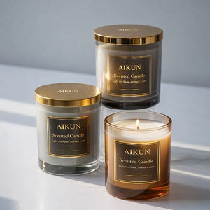 AIKUN Luxury Frosted Glass Natural Soy Wax Aromatherapy Candle Jar Packaging Box for Spa Hotel Private Label Bulk - Product Image 1