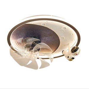 Yeni Çocuk Odası Fan Lambası, Erkek ve Kadın Yatak Odası Göz Koruyucu Astronot 360 Derece Sallanan Tavan - Product Image 5
