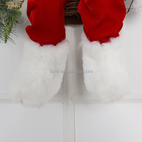 Ornamen Pohon Natal Santa Claus Berlampu LED, Hiasan Gantung Garland Plastik Poliester 45x35cm Bersertifikat CE Logo Kustom SOTE