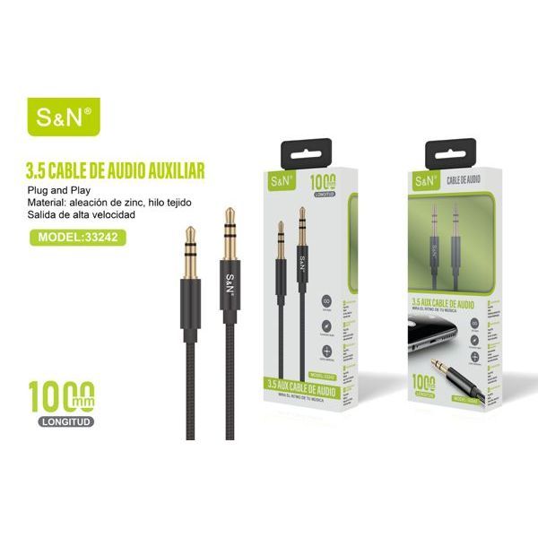Wholesale SUNING Braided Shielding Gold Plated 3.5mm Male-Male Aux Audio & Video Cables for Headphone Color Box Packaging