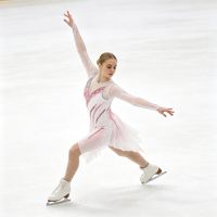 Robe de patinage et de danse dégradé blanc-rose, col en V, manches longues en maille, dos découpé avec strass, pour enfants et adultes, compétition et performance