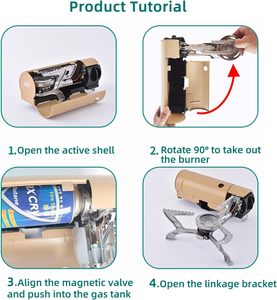 Estufa de Gas Portátil Plegable Metálica de un Solo Cilindro para Camping y Senderismo, Mini Cocina de Butano para Exteriores - Product Image 5