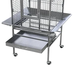 Fabrika doğrudan satış büyük uzay siyah demir papağan kanarya Budgie Pet kuş kafesi ile tekerlekler - Product Image 5