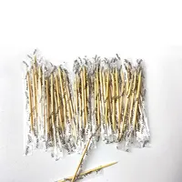 Mondadientes de bambú de fábrica, de grado A granel, envoltura de doble punto