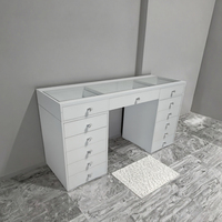 Miroir d'habillage à DEL pour chambre à coucher à panneau moderne et durable pour hôtels et appartements, avec tiroirs de rangement écologiques pour bureau