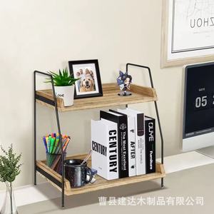 Étagère de rangement de bureau en bois à 2 niveaux, organisateur combiné en fer et en bois pour la salle de bain, la cuisine, la chambre à coucher, à utiliser sur le comptoir - Product Image 3