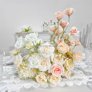 Sunwedding Bola de flores artificiais para decoração de casamento, peças centrais de mesa com rosa branca personalizada