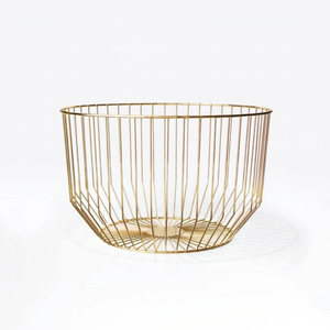 Cesta de Almacenamiento Minimalista de Alambre Dorado, Organizador de Malla Metálica de Acero Inoxidable con Forma de Polígono para Decoración de Sala de Estar - Product Image 1