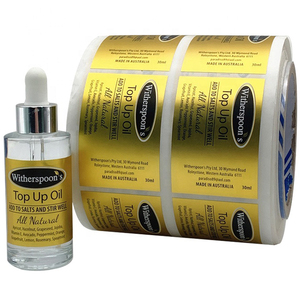 Rouleau auto-adhésif personnalisé en vinyle découpé étanche mot feuille d'or impression compte-gouttes étiquette autocollante pour bouteille en verre pour huile essentielle - Product Image 1