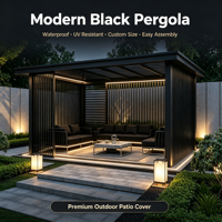 Maßgefertigte Intelligente Motorisierte Bioklimatische Aluminium-Pergola mit Verstellbarem Lamellendach, Wasserdicht, für Außenbereich, Terrasse, Garten, Villa, 3x4 mit LED-Beleuchtung