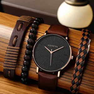 2024 Nova Moda Casual Men's Sports Style Watch Set Tendência Personalizada Relógio De Quartzo 4 pcs/set