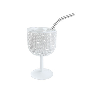 4oz 118ml 304 stainless steel insulated cocktail glass <b>with</b> lid and <b>straw</b> multicoloured wine glass Vacuum double-wall - Product Image 5