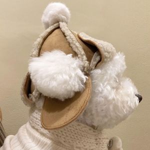 ZHONGYA Evcil Hayvan Aksesuarları Açık Hava Yeni Stil Peluş Sıcak Köpek Şapkası Kahverengi ve Beyaz Kalın Evcil Hayvan Şapkası Rüzgar Geçirmez ve Şık Köpek Şapkası - Product Image 3