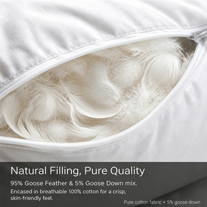 Cuscino Easyum 100% Cotone, 95% <span class=keywords><strong>Piuma</strong></span> d'Oca Bianca, 5% <span class=keywords><strong>Piuma</strong></span> d'Oca Non Tossica, Cuscino Quadrato Rigido <span class=keywords><strong>per</strong></span> Supporto Collo e Schiena - Product Image 3