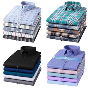 Camisas de Vestir Formales de Diseñador para Hombre <span class=keywords><strong>AOSHI</strong></span>, 100% Algodón, Manga Tres Cuartos, Cuello Mao, Antiarrugas y Transpirables - Product Image 3