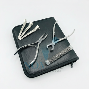 Herramientas de extensión de cabello pulidas en plata originales que incluyen cortador de enlace, alicates de 3 agujeros, cuentas y pinzas para seccionar el cabello, acero inoxidable - Product Image 1