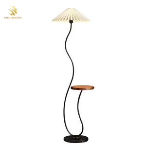 Nordic Modern Retro Wave Standing <strong>Lamp</strong> Japanese Inspired Pleated Fabric with LED Light Source <strong>Mid</strong> <strong>Century</strong> Black Metal Floor <strong>Lamp</strong> - Product Image 6