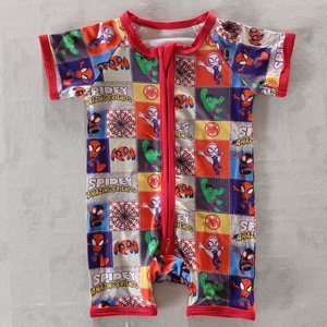 Оптовый комплект детских пижам из бамбуковой вискозы с двусторонней молнией и коротким рукавом, вязаный, на заказ - Product Image 2