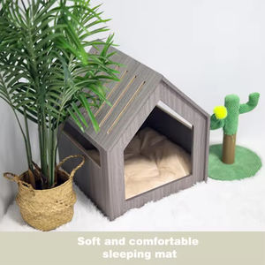 Rumah kucing kayu padat untuk dalam ruangan kayu dekorasi rumah kandang anjing dalam ruangan rumah kucing anjing tempat berlindung - Product Image 6