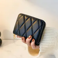 Dompet Fashion Pendek Portabel dengan Ritsleting, Pola Titik PU, Lapisan PVC, Tempat Kartu, Desain Quilted