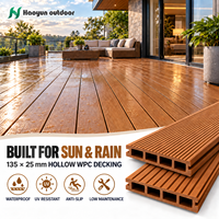 Planches de terrasse en WPC creuses de haute qualité 135x25mm, imperméables, antidérapantes, en composite bois-plastique, pour l'aménagement extérieur des jardins