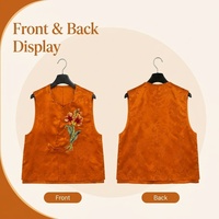 Gilet sans manches en satin lourd Xiangyunsha brodé pour femme