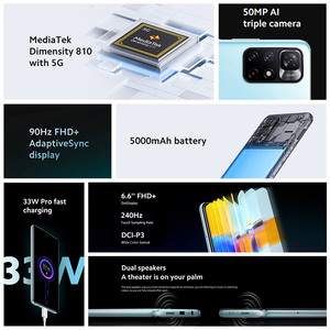 Xiaomi11 para RedmiNote11S 5G teléfono móvil 64G /128GB MediaTek Dimensity810 2017 Pro carga rápida - Product Image 2