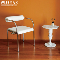 WISEMAX – meubles de salle à manger minimaliste, coussin en éponge, fauteuil en acier inoxydable blanc, chaise de salle à manger en métal