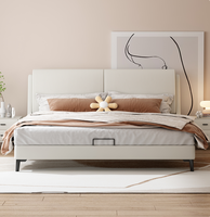 Lit double de luxe italien moderne de 1.8m pour chambre à coucher-cadre de lit suspendu en cuir avec oreille d'éléphant