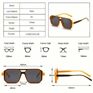 Gafas de Sol Cuadradas de Moda Vintage al por Mayor para Hombre y Mujer, Estilo Punk con Remaches Poligonales y Doble Puente - Product Image 6