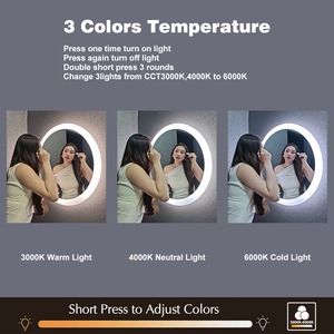 Hzw nhà máy Led Gương phía trước + trở lại ánh sáng cảm ứng cảm biến cct3000k 4000K 6000K đầy đủ ul CE CUL khách sạn phòng tắm Backlit vòng gương - Product Image 4